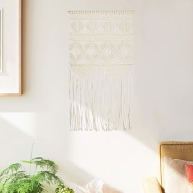 Adorno de pared de macramé algodón 40x80 cm