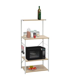 Armario microondas madera ingeniería blanco roble 60x39,6x123cm