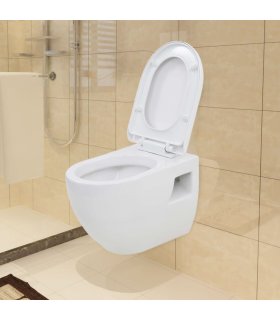 Inodoro de montaje en pared de cerámica blanco