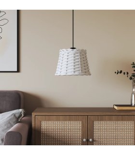 Pantalla para lámpara de techo mimbre blanco Ø20x15 cm