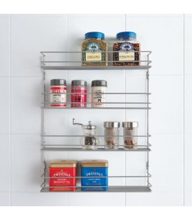 Metaltex Estantería para especias de pared Pepito 4 alturas plateado