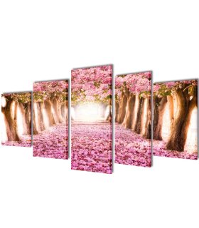 Set decorativo de lienzos para pared flores de cerezo 200 x 100