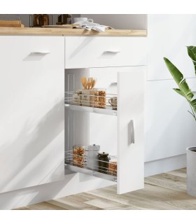 Bandeja extraíble cocina 2 niveles alambre plata 47x15x54,5 cm