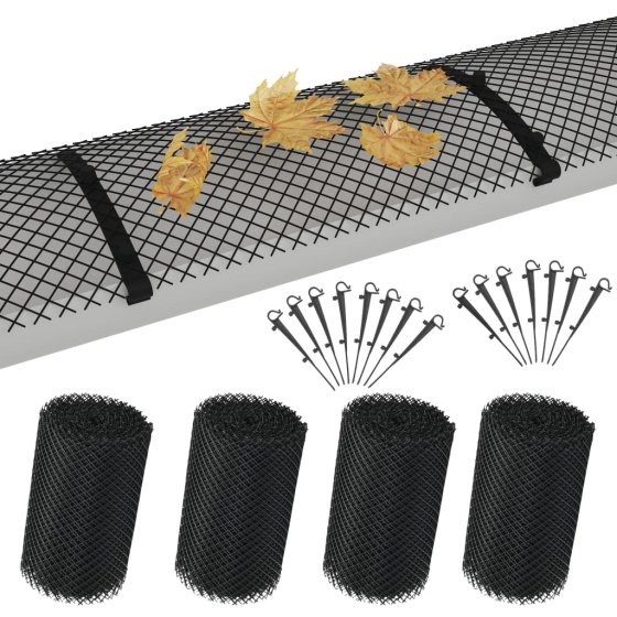 Malla para canalones con clips 4 unidades HDPE 1,08 ㎡