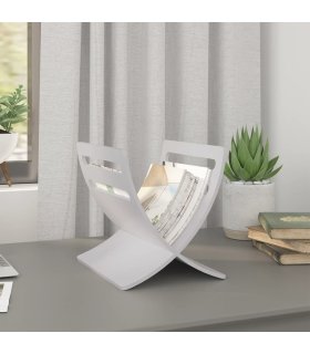 Revistero de madera de pie blanco