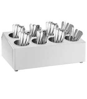 Soporte para cubiertos 8 rejillas acero inoxidable rectangular