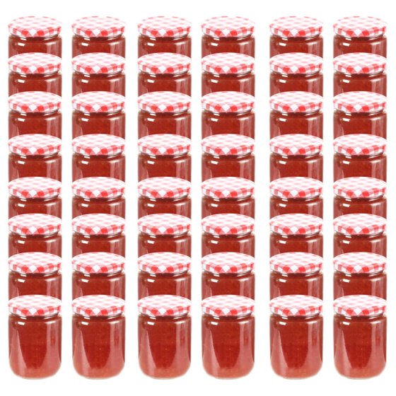 Tarros de mermelada de vidrio tapa blanca y roja 48 uds 230 ml