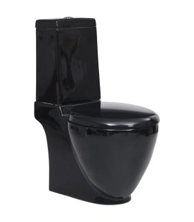 Inodoro WC redondo de cerámica con cisterna negro