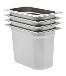 Bandejas Gastronorm 4 unidades GN 1/4 200 mm acero inoxidable