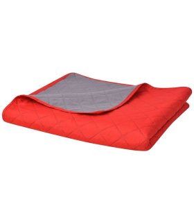 Cubrecama acolchado doble cara 170x210 cm rojo y gris