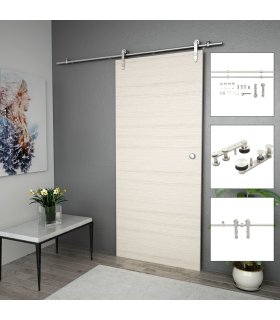 Kit de herrajes para puerta corredera 183 cm acero plateado