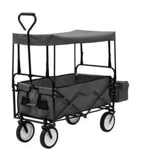 Carrito de mano plegable con capota acero gris