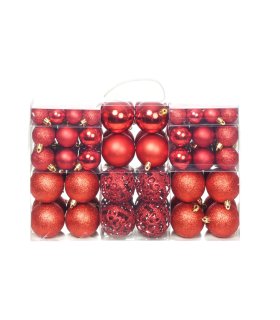 Lote de bolas de Navidad 100 unidades rojas 3/4/6 cm