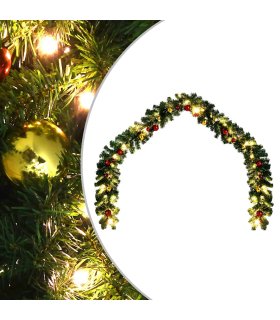 Guirnalda de Navidad decorada con bolas y luces LED 20 m